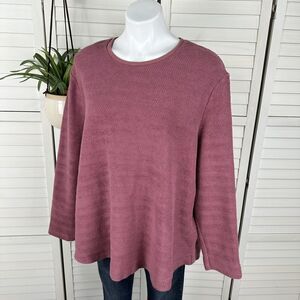 WoolOvers Textured Pullover Sweatshirt Top Pink Cotton Long Sleeve Plus Size XXL